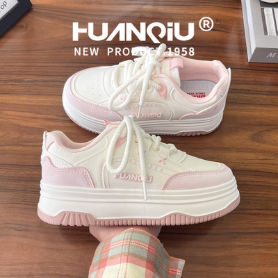 环球粉色厚底甜系校园休闲女鞋