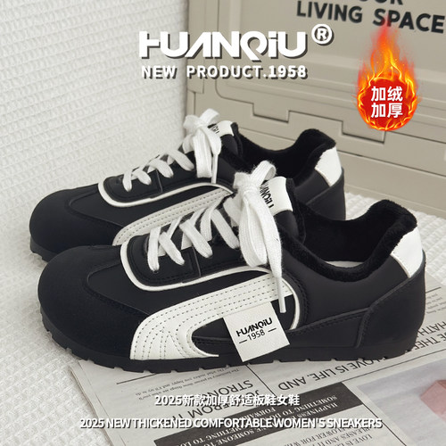 环球冬季加绒板鞋加厚德训鞋女2025百搭校园防滑爆款赛车鞋棉鞋女