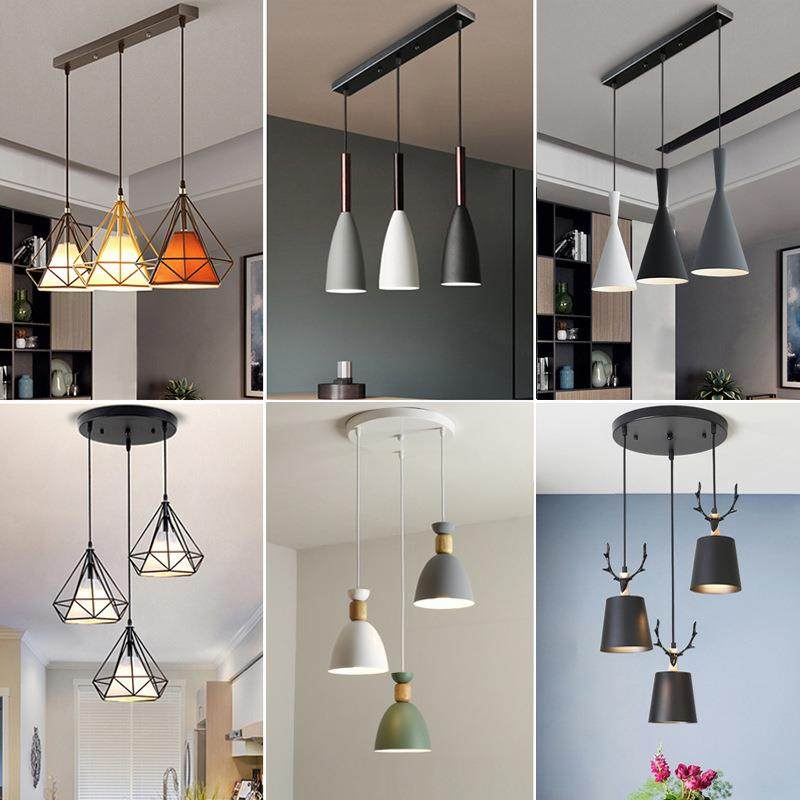 北欧现代餐厅灯简约创意铁艺钻石灯具工业风咖啡厅吧台三头吊灯,家装灯饰光源,智能吊灯,淘宝优惠券,粉丝福利购,淘宝优惠卷
