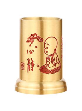 黄铜茶道六君子6件套功夫茶具配件茶艺套黄铜茶夹勺叉刀刷筒