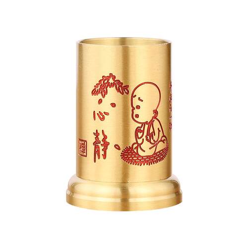 黄铜茶道六君子6件套功夫茶具配件茶艺套黄铜茶夹勺叉刀刷筒
