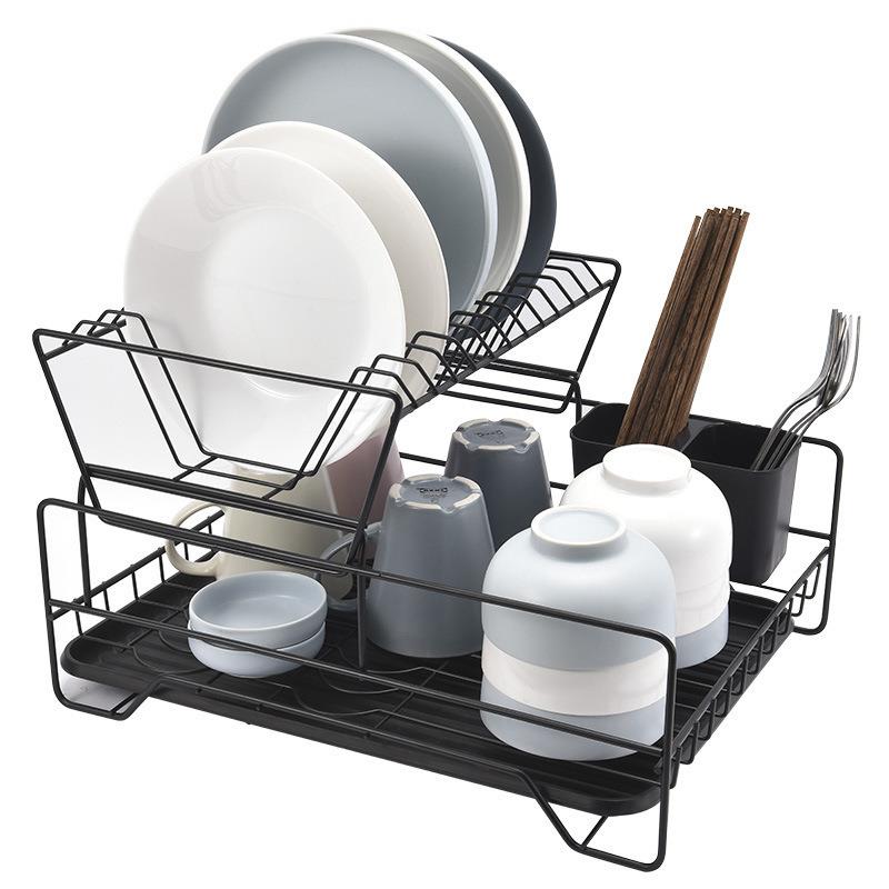 层日沥水1zj59081架碗架铁艺厨房置物架台具面家用餐收纳架式碗双