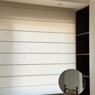 定制中式 罗马帘客厅卧室书房儿童房遮光家纺窗 半透景亚麻纱卷拉式