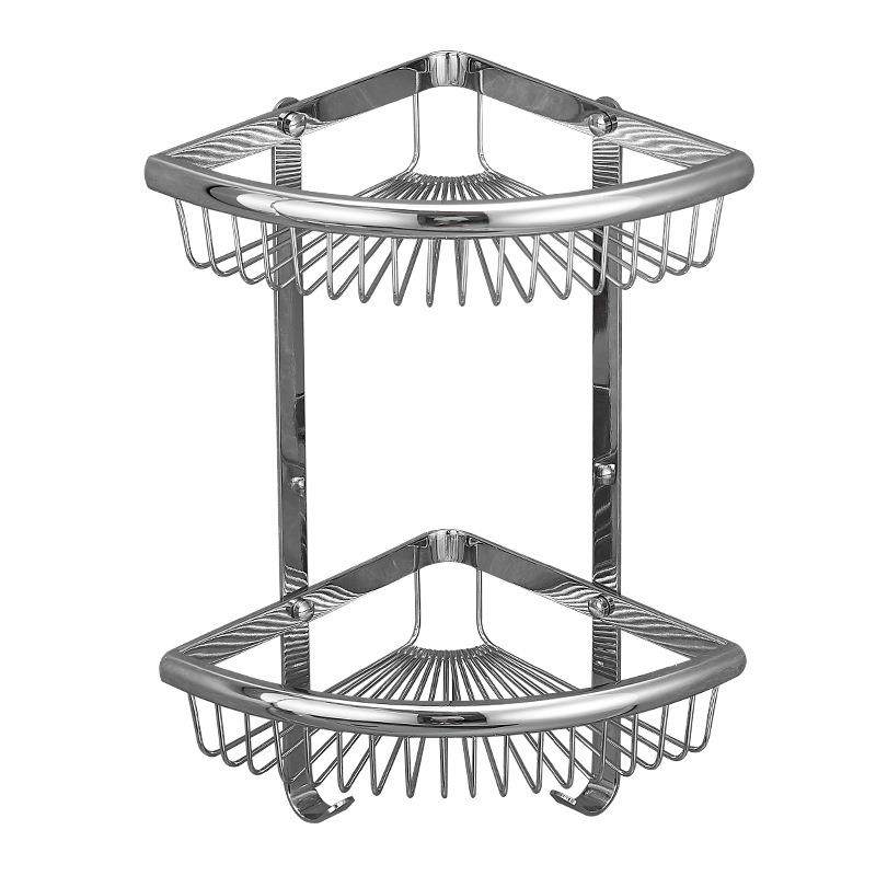 全铜三角篮双层四方网篮置物架卫生间沐浴露厕所壁挂收纳架子转角