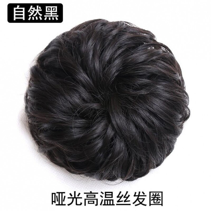 现货鸡窝头假发卷发圈真发盘发慵懒花苞头花蓬松长须发包仿真丸子