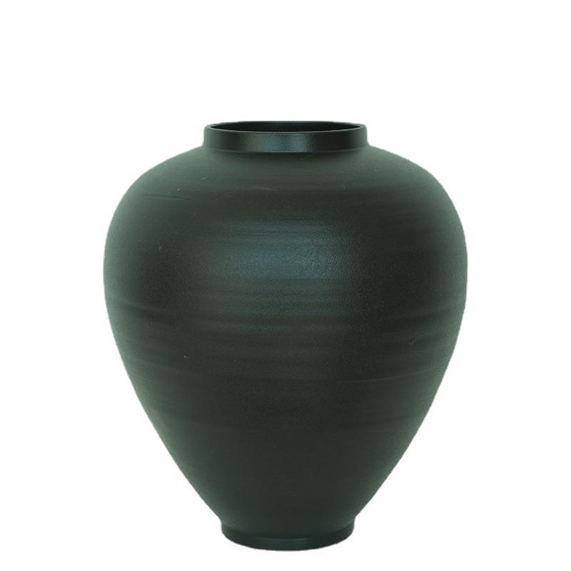 色月罐侘景德镇陶亮瓷花瓶黑摆件寂中式日式插花器皿花VYJ器民宿