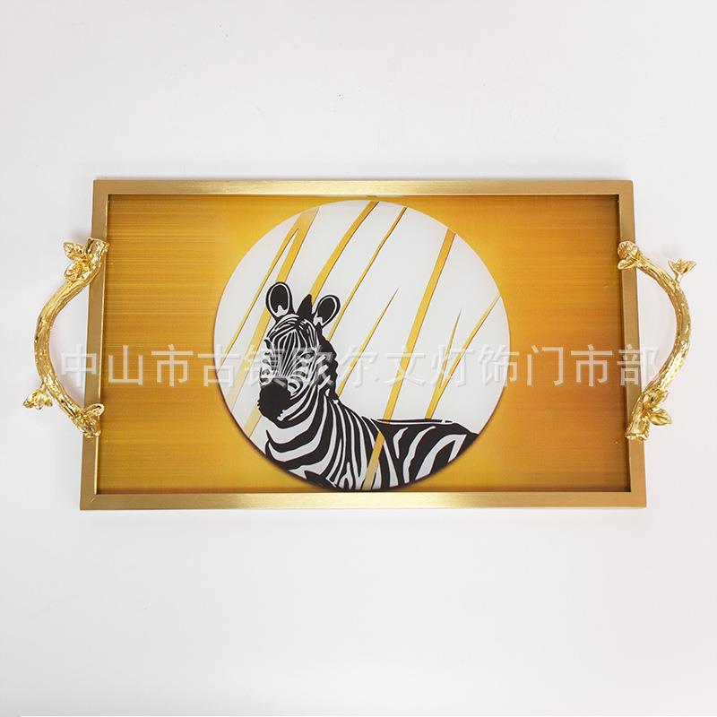 轻奢简约桌面收盘纳托高档橙色板饰玻璃茶盘客厅茶RDV几餐桌样房