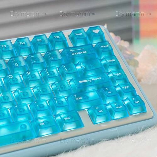 山中湖磨砂雾透PC机械键盘冰蓝色透光磁轴键帽61/68/75/87/98/100