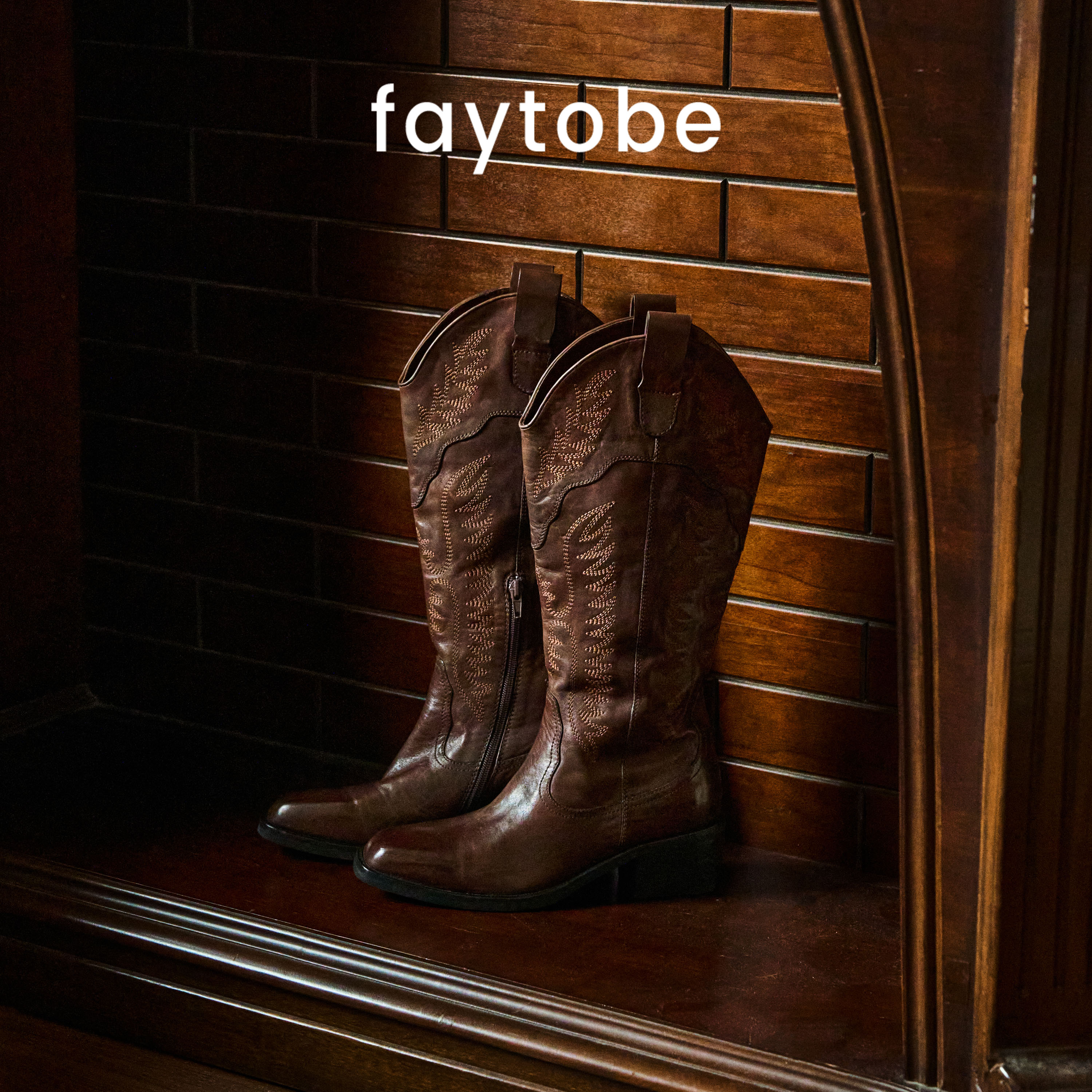 faytobe刺绣西部靴赵昭仪同款
