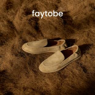 平底一脚蹬英伦舒适超软底单鞋 新款 女牛皮 绒面乐福鞋 faytobe经典