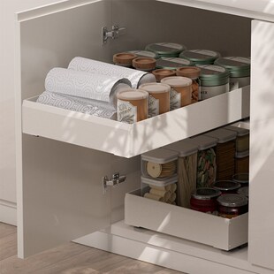 免打孔橱柜抽屉置物架厨房拉篮放调料餐具储物盒抽拉式 深柜收纳架