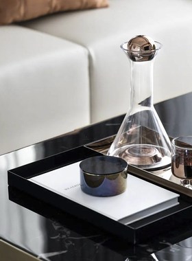 现代轻奢银色陶瓷花器样板间客厅茶几桌面醒酒器套装组合软装饰品