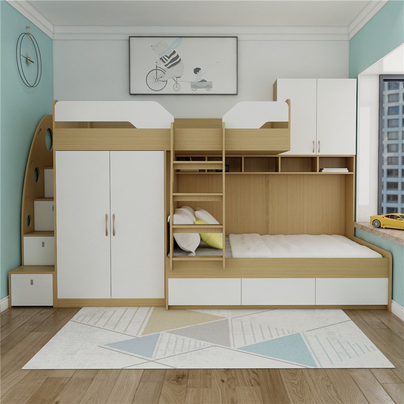 交错式上下床带书桌平行高低床错位型多功能组合儿童床子母床定制