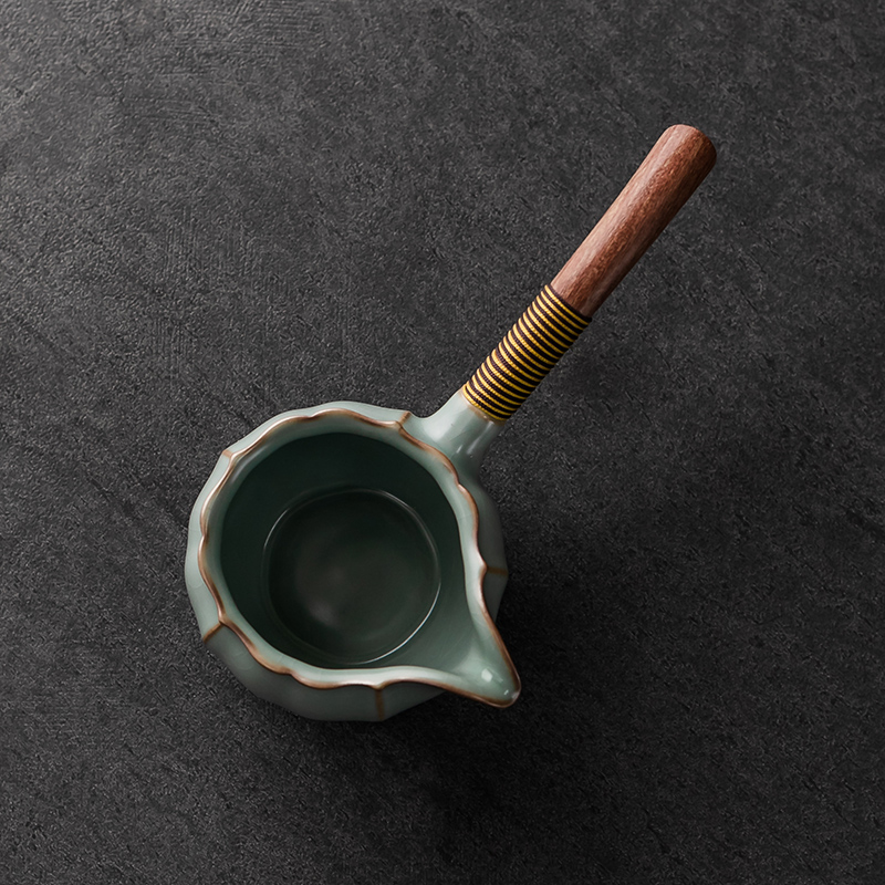 柏韵邱卫国汝瓷侧把公道杯汝窑开片可养冰裂釉陶瓷茶具茶海分茶器