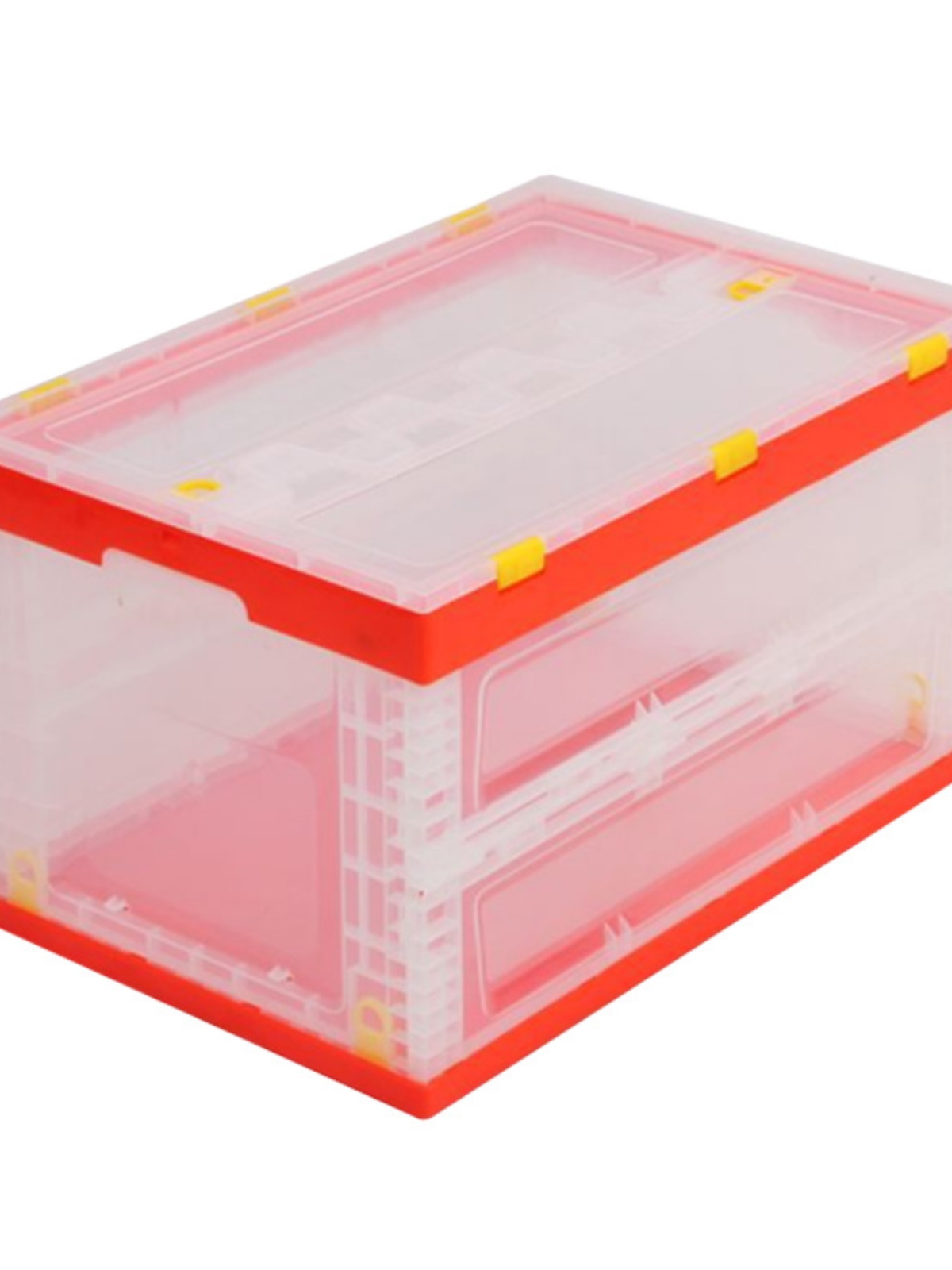橘色透明带盖塑料折叠箱600-340汽车后备箱储物收纳箱透明折叠箱