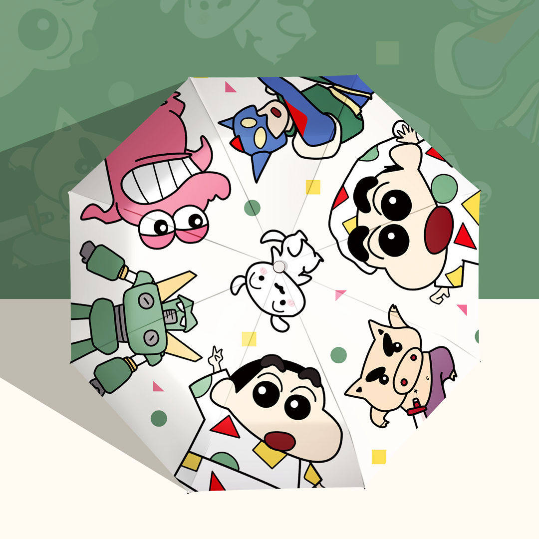 蜡笔小新透明雨伞儿童学生成人网红全自动折叠伞直杆伞加厚卡通伞