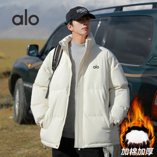 A.LO潮牌假两件连帽羽绒棉服男款 青年加厚保暖棉袄棉衣外套男 冬季