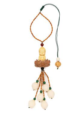 黄杨7023木小佛莲菩车挂手雕刻创意菩提台提玉兰花工车载后视镜挂