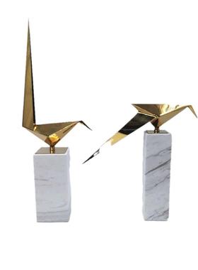 板间大理石摆B酒店样中北式小鸟软装客厅玄关书柜欧现件代家居饰