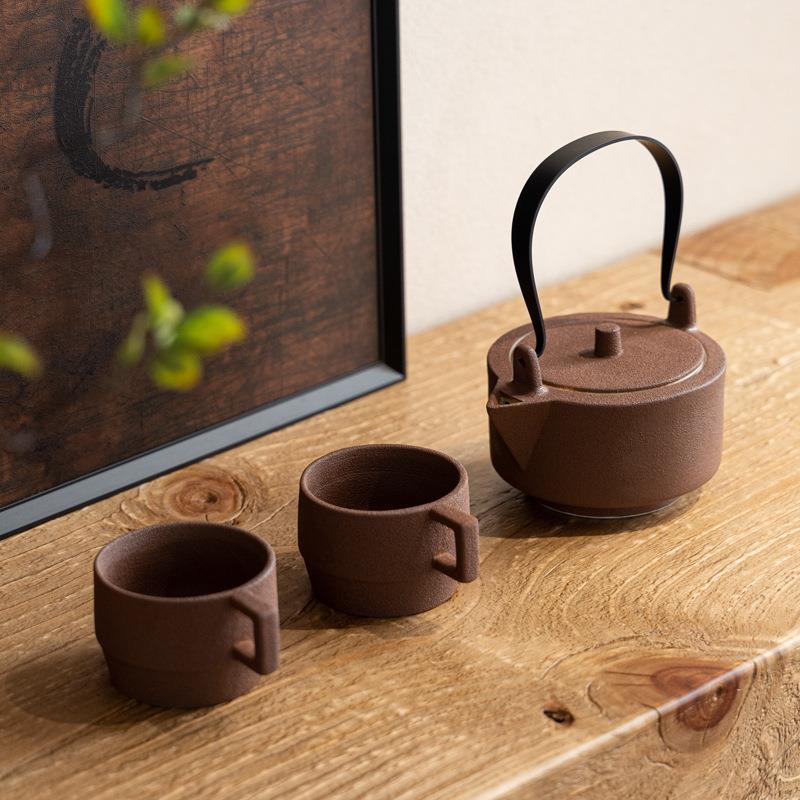 高级感老钱风陶瓷茶具组合新中式禅意茶室样板房间茶台装饰品摆件