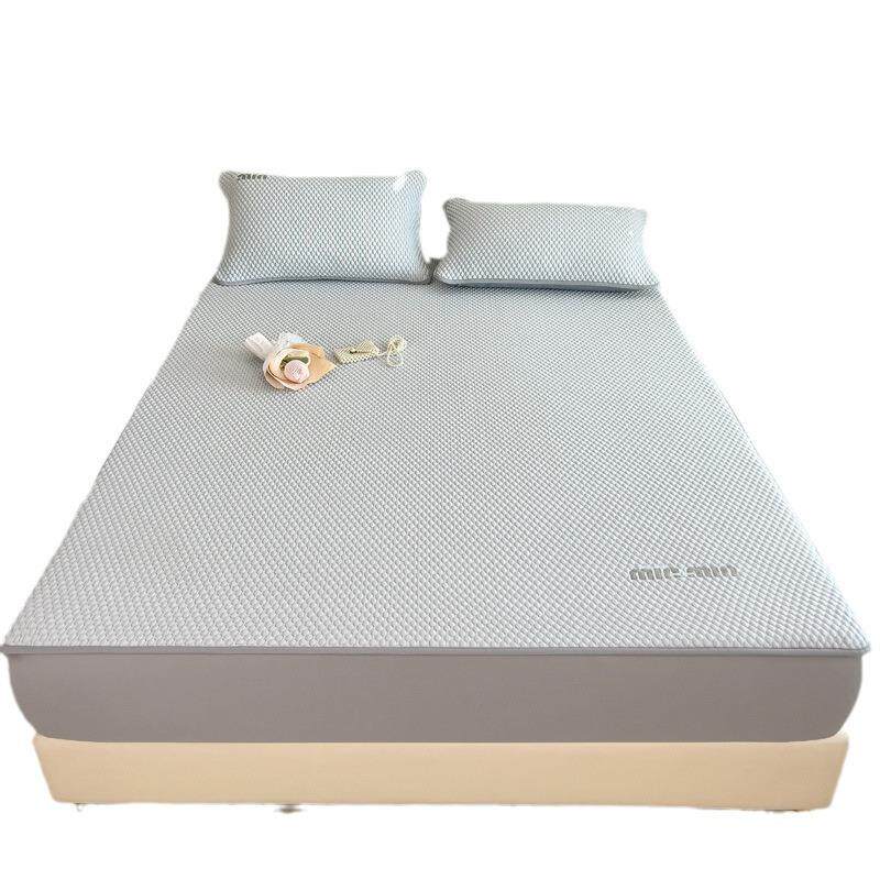 母婴d冰豆豆夏季冰丝凉席可水洗三件套高端纯色刺绣家纺