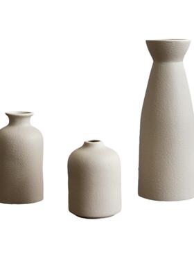 寂风简约小众陶花瓶三件诧套干瓷迷花桌面装饰花VZZ瓶假花你小摆