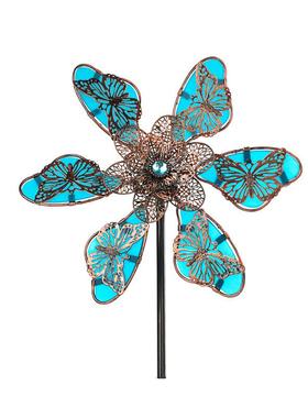 新品热销金属工艺品摆件夜光蝴蝶插件庭院户外装饰铁艺风车