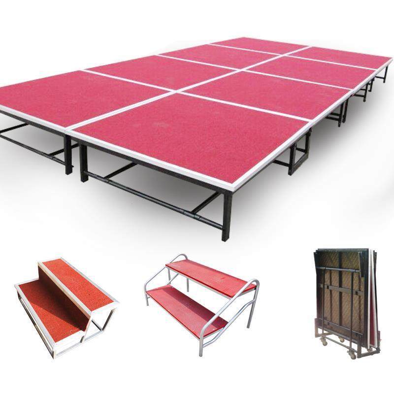 钢铁酒店折叠舞台铝合金带轮活动舞台升降快装婚庆舞台世展厂家