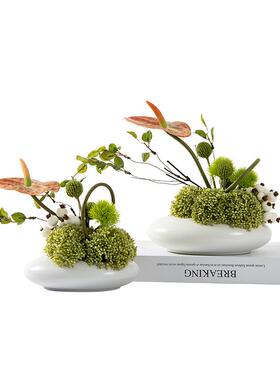 中式仿真花艺绿植高端轻奢室内盆栽植物摆件酒店样板房间软装饰品