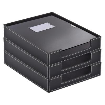 皮革a4文件盘，桌面办公文具收纳盒文件整理托盘时尚创意展示托盘