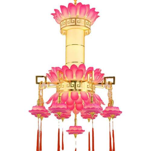 琉璃莲花大吊灯菩萨客栈会所养生馆禅意大殿寺庙佛堂宫廷佛系灯具