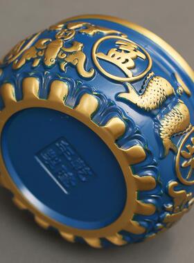 工厂直发黄铜八福百福蓝色聚宝盆家用客厅办公室摆件开业送礼