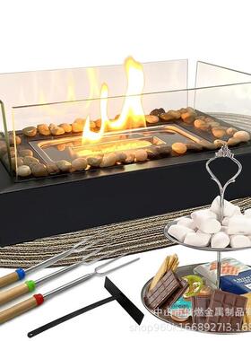 取酒精炉便真壁携式室内户外桌面火65065暖器四面玻璃壁炉鹅卵石