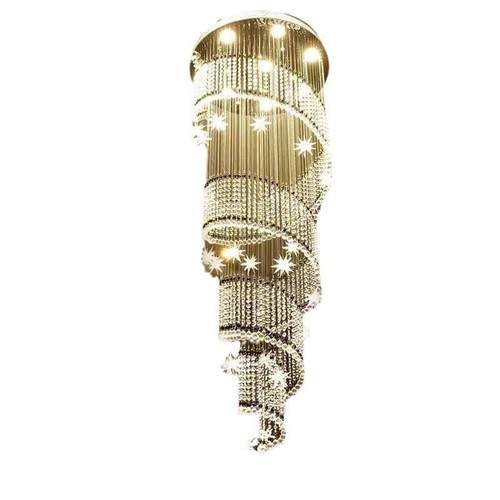 现代简约复式楼水晶灯别墅客厅loft水晶吊灯非标旋转楼梯吊灯