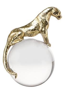 轻奢欧式高档纯铜豹子水晶球摆件现代中式样板房玄关装饰工艺品