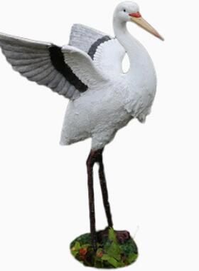 仿真白鹭摆件假山鱼池造景庭院水池装饰花园落地仿真动物雕塑户外