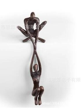 新款舞蹈拉手青铜雕塑树脂摆件家居装饰舞蹈现代金属架装饰