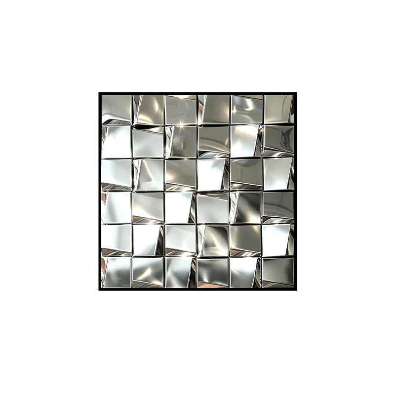 意式极简立体浮雕挂画级感玄关金属镜面马赛克装饰画不锈钢摆件