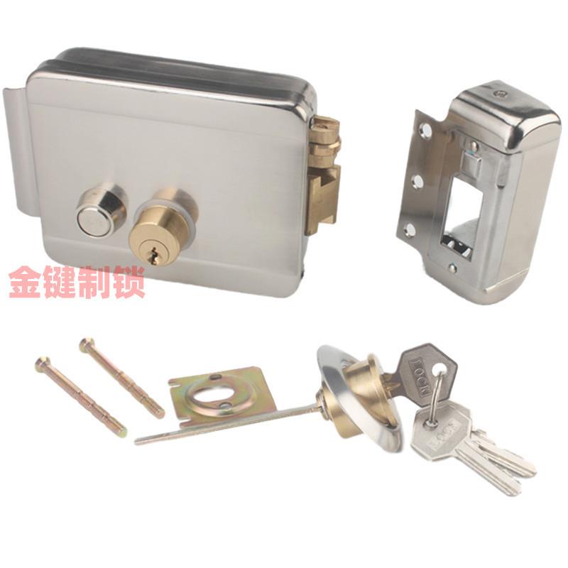 拉丝双头电控锁带反锁功能纯铜锁头按钮式开锁木门不锈钢门锁门锁