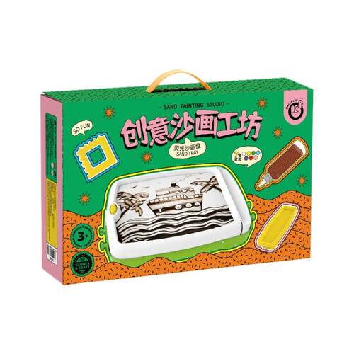 科达鸭创意沙画工坊荧光沙画盘7色可换0张启蒙卡画图识字0基础学