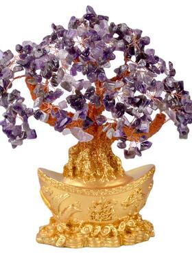 水晶招财树摆件招财进宝装饰品店铺开业礼品厂家摇钱树工艺品