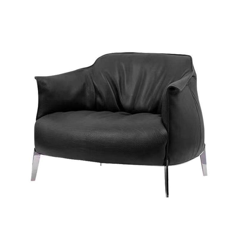 意式极简单人沙发椅轻奢经典扶手椅会客洽谈酒店书房办公沙发椅