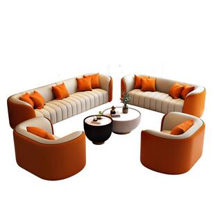 休息区直沙发客厅轻奢小美容接待办公休息沙发排洽谈商务桌椅组合