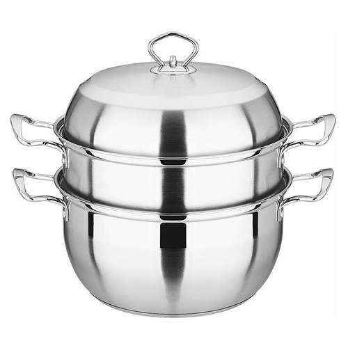 源头工厂家用304不锈钢锅蒸锅三层复合底韩式双篦201汤锅