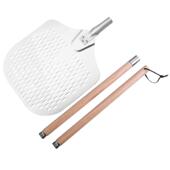 12寸14寸披萨铲欧美方形橡木长柄铝制可拆卸铲烤炉转移大铲