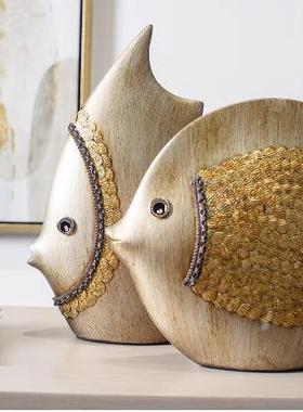 现代欧式陶瓷电视柜摆件客厅玄关鱼摆件装饰品