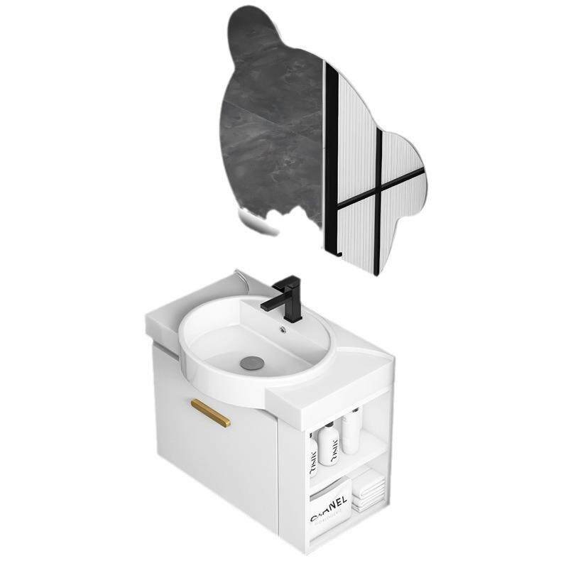 多层实木浴室柜组合陶瓷一体盆极窄边家用小户型带侧柜边柜洗漱台