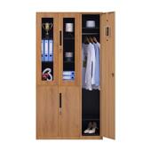 木纹转印文件柜档案资料铁皮柜胡桃木带锁储物柜办公家具移动收纳