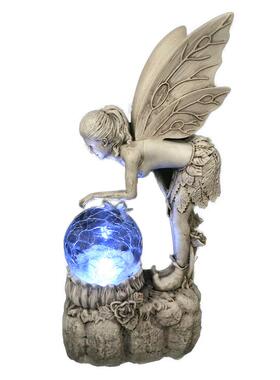 仙女花园雕像太阳能发光花仙子雕塑树脂户外天使摆件花园小雕像