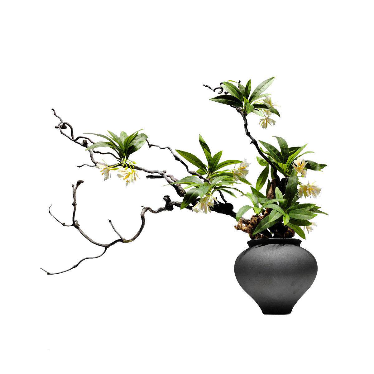 中式日式侘寂禅意仿真枯枝绿植盆景花艺民宿会所茶室酒店软装摆件